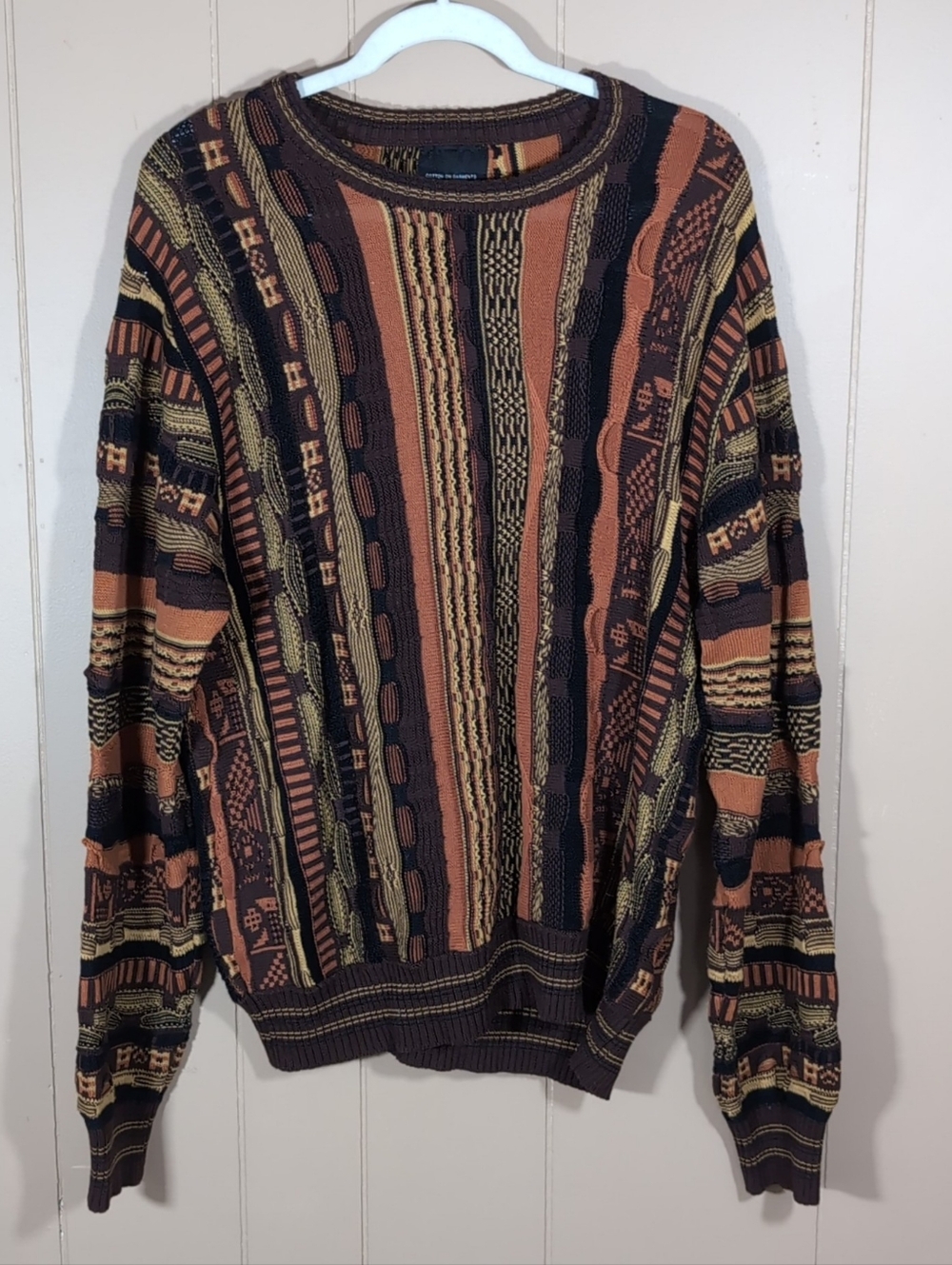 Cotton On Garments Cosby Grandpa  Sweater Men Size XL Brown Stripe Vintage Look